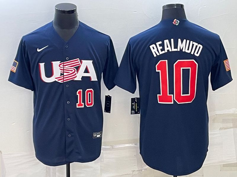 Men 2023 World Cub USA #10 Realmuto Blue Nike MLB Jersey1->more jerseys->MLB Jersey